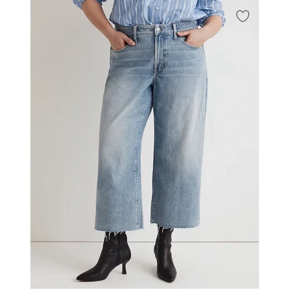 Madewell $128 The Plus Pefect Wide Leg Crop Jean Altoona Wash Size 16W - Picture 3 of 8